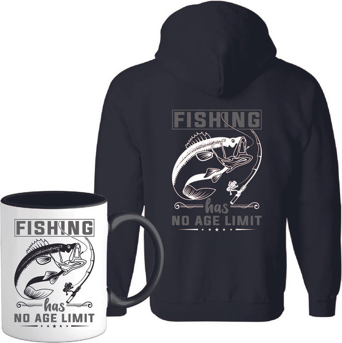 T-Shirtknaller Vest met koffiemok | Fishing Has No Age Limit  - Vis / Vissen / Vishengel Kleding | Heren / Dames Vest Cadeau | Kleur zwart | Maat 3XL